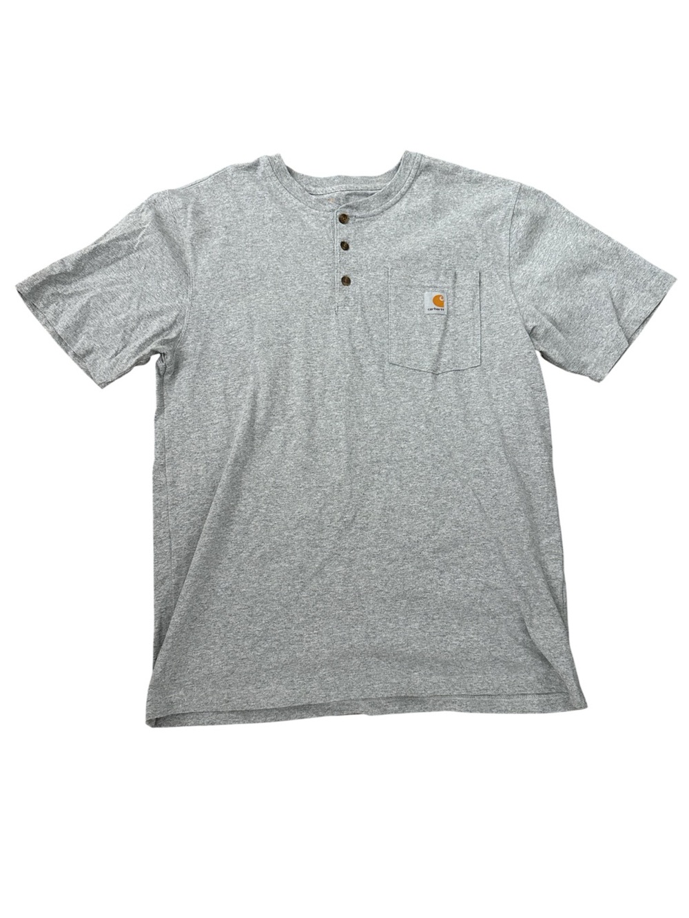 Carhartt Men's Med Gray Original Fit Henley Shirt Short Sleeve Pocket Workwear